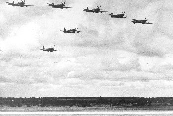 Seven Spitfire 22s in formation