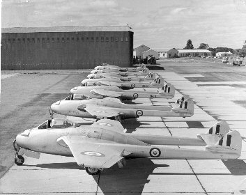 Vampire FB9s in Federal livery at New Sarum